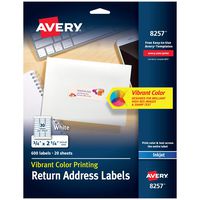 Avery Matte White Color Printing Labels for Inkjet Printers, 0.75 x 2.25 Inch, Pack of 600 (8257)