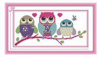 eGoodn Stamped Cross Stitch Kits with Printed Pattern - Cartoon Owl, 18.9 inches by 9.5 inches 11ct Aida Fabric for Embroidery Art Cross-Stitching Lovers