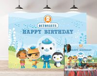 Cartoon Underwater World Small Cute Hero Animals Photography Backdrop Children Happy Birthday Party Banner Supplies (5x3FT)