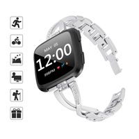 TOMALL Replacement Bands Compatible for Fitbit Versa/Versa 2,Stainless Steel Metal Wristband for Women Men (Small-Large, Silver)