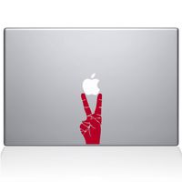 The Decal Guru Peace Sign Hand MacBook Decal Vinyl Sticker - 13" MacBook Pro (2015 & Older) - Red (1147-MAC-13P-DR)