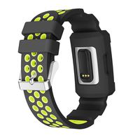 patrohoo Anti Impact Resilient Bands for Charge 3,Rugged Protective Silicone Frame Case with Strap for Fitbit Charge 3.Black/Volt Yellow