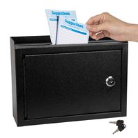 KYODOLED Suggestion Box wigh Lock,Locking Mailbox, Key Drop Box, Wall Mounted Mail Box,Safe Lock Box,Ballot Box,Donation Box 9.8" W x 3" D x 7" H,Black