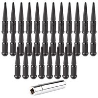 ECCPP Replacement for Wheel Lug Nuts 32 Pieces +1 Key 14x1.5 Black Spike Bulge Acorn Drive Close End Lug Nuts for Cadillac Chevy Dodge Ford GMC Jeep Toyota 1991-2014