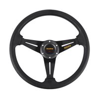 350mm JDM 6 Bolt PVC Aluminum Drift Racing Steering Wheel and Horn Button, Black
