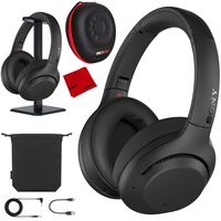 Sony WH-XB900N Extra BASS Wireless Noise Canceling Headphones with Deco Gear Premium Hardbody Headphone Case, Pro Audio Stand and Microfiber Cleaning Cloth Bundle