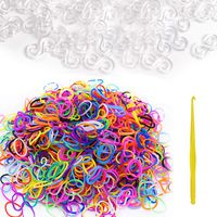600Pcs Colorful Rubber Bands Refill + 480Pcs S Clip+ 1 Loom Hook for Loom Rubber Band Knitting Loom Hook Tool Loom Kit DIY Rubber Band Bracelet Woven S Clips Connectors Refills for DIY Bracelet Kit B
