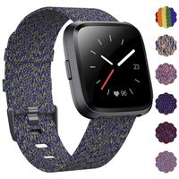 DAIKA Fabric Bands Compatible with Fitbit Versa/Versa 2/Versa Lite Stylish Woven Wristbands with Stainless Steel Buckle Fits for Women Men, Large Small