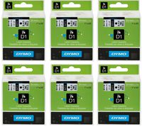 DYMO 53713 D1 Tape Cartridge for Dymo Label Makers, Created Specifically for Your LabelManager and LabelWriter Duo Label Makers, 1-Inch x 23 Feet, Black on White, Pack of 6