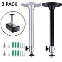 Yizerel 2 Pack Mini Ceiling Projector Mount Set, Adjustable Drop Ceiling Wall Projector Mounts Tubes with 360 Degrees Rotatable Heads, 3 Sizes of Mounting Heads and Screws Accessory
