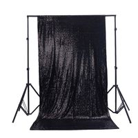 TRLYC Sparkly Black Sequin Wedding Backdrop Sequin Curtain-7FT x 7.5FT