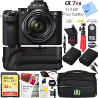 Sony a7R II Full-Frame Mirrorless Interchangeable Lens 42.4MP Camera Body Bundle with 8-70mm F3.5-5.6 OSS Full Frame E-Mount Lens, 32GB Memory Card, Dual Batteries and Acessories (13 Items)