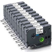 TZe-231 Tze 231 Tz-231 12mm 0.47 Inch Black on White Standard Laminated Label Tape Compatible for Brother P-Touch PT-D210 PT-D400 PT-H110 PT-D600 PT-1230PC PT-1280 Label Maker, 1/2'' x 26.2', 10-Pack