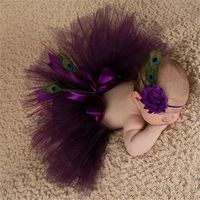 UNKE Newborn Girls Photo Photography Prop Tutu Skirt Headband Outfits,M