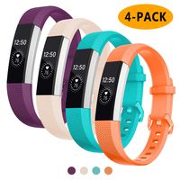 Welltin Bands Compatible with Fitbit Alta/Alta HR for Women and Men(4 Pack), Classic Soft Silicone Sport Strap Replacement Wristband for Fitbit Alta/Alta HR/Fitbit,Small Large