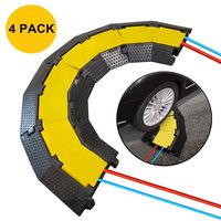 Reliancer 4 Pack 2-Channel Left-Turn Rubber Cable Protector Ramp Corners 45 Degree for Cord Hose Track Protective Cover Ramps Driveway Traffic Speed Bumps Wires Concealer for Garage Parking Lot RV SUV