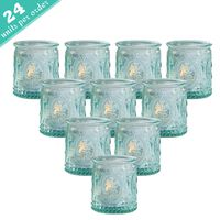 Kate Aspen Tea Light Holder, Vintage Glass Tealight Candle Holders, Perfect Wedding Favor, Bachelorette Favor or Bridal Shower Favor - (6 Sets of 4, 24 Pieces)