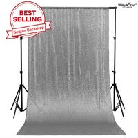 Grey-Photo Booth Wedding Props-Sequin Fabric Backdrops Sweets for Weddings Party Curtains Decorations-2FTx7FT (Grey)