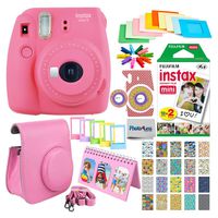 Fujifilm Instax Mini 9 Instant Camera - Flamingo Pink + Fujifilm Instax Mini Twin Pack Instant Film + Groovy Case + Scrapbooking Album + Frames + Stickers - Complete Accessory Gift Bundle