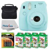 Fujifilm instax mini 9 Instant Film Camera (Ice Blue) + Fujifilm Instax Mini Twin Pack Instant Film (80 Shots) + Camera Case + 4 AA Batteries + Photo4Less Cleaning Cloth - Ultimate Accessory Bundle