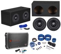 (2) Rockville W10K6D4 V2 10" 4000w Subwoofers+Sealed Enclosure+Amplifier+Amp Kit