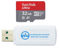 SanDisk 32GB MicroSD Ultra Memory Card Works with LG G6, LG V30, Q6, G5, G4, LG Tribute HD, K40, Phoenix 4 Cell Phone (SDSQUAR-032G-GN6MN) Bundle with (1) Everything But Stromboli Micro Card Reader