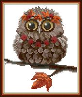 Maydear Full Range of Embroidery Starter Kits Stamped Cross Stitch Kits Beginners for DIY Embroidery (Multiple Pattern Designs) - Owl with a Necklace