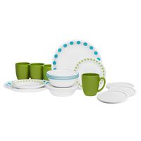 Corelle 20 Piece Livingware Dinnerware Set with Storage, South Beach, Service for 4