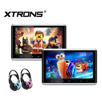 XTRONS 2 x 10.2 Inch Car Active Headrest DVD Player with Pair HD Digital TFT Screen HDMI Video Children IR Headphones Included