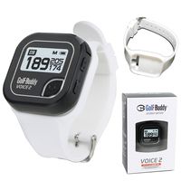 Golf Buddy Bundle Voice 2 Easy-to-Use Talking GPS, Black Voice 2 White Wristband