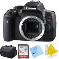 Canon EOS Rebel T6i 24.2MP Digital SLR Camera Body with Camera, Compact Deluxe Gadget Bag, 16GB Memory Card, 3 Piece Lens Cleaning Kit and Micro Fiber Cloth