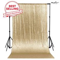 ShinyBeauty Sequin Backdrop-Photo Backdrop and Fabric Backdrop for Wedding/Party/Photography/Curtain/Birthday/Christmas/Prom/ThanksGivingDay- (48inx84in, F - Light Gold)