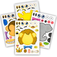24 Make-A-Zoo Animal Sticker Sheets - Great Zoo And Safari Theme Birthday Party Favors - Fun Craft Project For Children 3+ - Let Your Kids Get Creative & Design Their Favorite Animal Sticker!