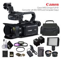 Canon XA15 Compact Full HD Camcorder 2217C002 with 64GB Memory Card, Extra Battery and Charger, UV Filter, LED Light, Case, Telephoto Lens, Wide Angle Lens, and More - Advanced Bundle