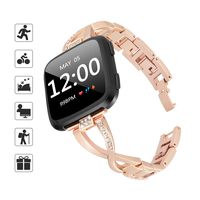 TOMALL Replacement Bands Compatible for Fitbit Versa/Versa 2,Stainless Steel Metal Wristband for Women Men (Small-Large, Rose Gold)