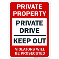 Private Property Sign, Private Drive Sign, No Trespassing Sign, 10x14 Rust Free Aluminum, Weather/Fade Resistant, Easy Mounting, Indoor/Outdoor Use, Made in USA by SIGO SIGNS