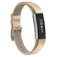 Henoda Replacemnt Leather Bands Compatible with Fitbit Alta/Fitbit Alta HR, Gold Classic Genuine Leather Wristband, Small Large, No Tracker