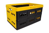 Lotus USA Fold-It Stackable Folding 33 Quart Storage Crate with Perforated Sides (Yellow, 1-Pack)
