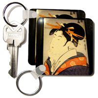 3dRose Geisha Portrait - Key Chains, 2.25 x 4.5 inches, set of 2 (kc_24564_1)