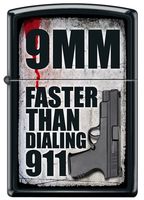 "9MM - Faster than Dialing 911" Zippo Lighter