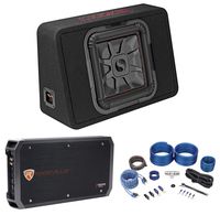 KICKER 46TL7T124 L7T 12" 600w Car Subwoofer Solo-Baric Sub in Slim Box+Amp+Wires