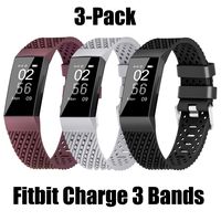 WISHTA Fitness Bands Compatible with Fitbit Charge 3 & Charge 3 SE, Waterproof Replacement Strap for Women Men, Multi-Colors Bands 3 Pack (3pcs-br,gy,bk, Large(Band for Charge 3, not Charge 2))