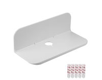 eLhook 9" White Stick-On and Removable Shelf with Cord Management for Bathroom and Household Electronics Bluetooth Speakers and Security Cameras