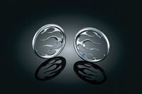 Kuryakyn 3788 Motorcycle Audio Accessory: Flame Speaker Grill Accents for 1996-2013 Harley-Davidson Touring & Trike Motorcycles, Chrome, 1 Pair
