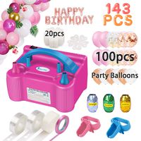 Balloon Pump, Party Balloons 12 Inches Kit (100 Pack), Portable Dual Nozzle 110V 600W with Tying Tools, Colored Ribbon for Party Birthday Wedding Festival Balloon Arch Supplies, Decoration Accessory