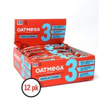 Oatmega Protein Bars, Chocolate Coconut, Healthy Snacks Made with Omega-3 and Grass-Fed Whey Protein, Gluten Free Protein Bars, 1.8oz (12 Count)