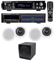Rockville Home Theater Bluetooth Receiver+EQ+(4) Ceiling Speakers+10" Subwoofer