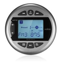 Marine Stereo by Velex, in-Dash, Marine Gauge, Bluetooth, Digital Media MP3 / WMA/USB/AM/FM Weather-Proof Marine Stereo, (No CD Player)