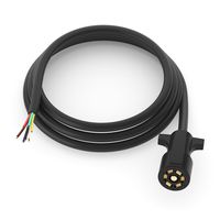 Pwr Heavy Duty 7 Way Plug Inline Trailer Cord with Double Prongs Connector - UL Listed 8 Feet, Weatherproof