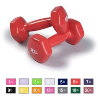 SPRI Dumbbells Deluxe Vinyl Coated Hand Weights All-Purpose Color Coded Dumbbell for Strength Training (Set of 2) (Red, 6-Pound)